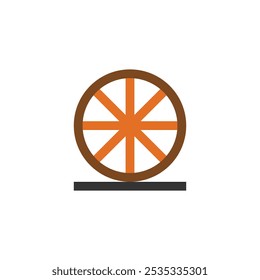 Logo wood wheel traditional on road unique design with blank background