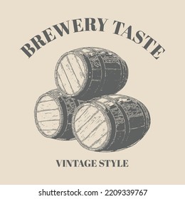 Logo wooden beer pile up barrel logo - vector illustration, retro vintage logo vector object template design 
