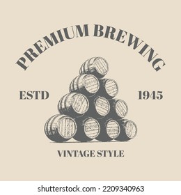 Logo wooden beer pile up barrel logo - vector illustration, retro vintage logo vector object template design perfect for logo beer business