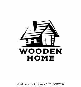 logo of wooden house. Abstract logo design for construction company or interior design studio.