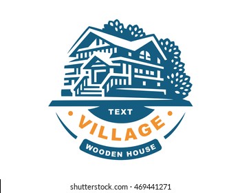 Logo wooden house on white background