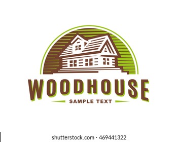 Logo wooden house on white background