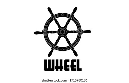 Logo wooden steering wheel of the ship