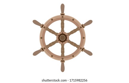 Logo wooden steering wheel of the ship