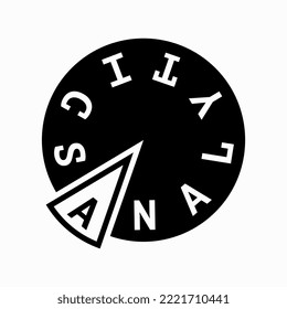 Logo from the word "Analytics".  Symbol of pie chart, data, information.