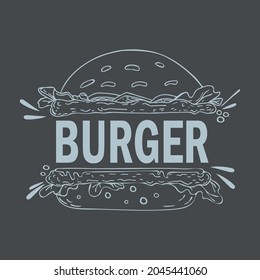Palabra de logotipo BURGER estilizada como comida rápida - Ilustración vectorial