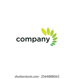 A logo with the word "company" in lowercase letters, accompanied by a design of green leaves arranged in a semi-circle around the right side of the text, suggesting a connection to nature or sustainab