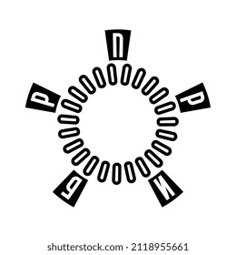 The logo of the word Device in Cyrillic. Stylized into a motor with wires and magnets.