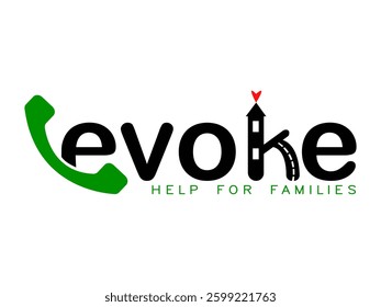 logo with word "evoke" on a white background