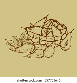 logo with the word organic pears in a retro style
