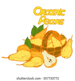 logo with the word organic pears in a retro style