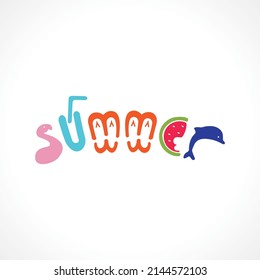 con la palabra Summer. Logo de diseño de vectores. Ilustración del vector