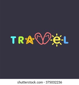 logo with word travel. Vector design logo. Vector illustration