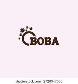 O logotipo com a palavra "Boba" usa uma fonte única, e a letra "B" é ilustrada com boba. Este logotipo imediatamente comunica bebidas boba de uma maneira atraente e brincalhão.