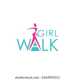 A logo with the words 'GIRL WALK' where the letter 'A' in 'WALK' is stylized to resemble a walking female figure in pink