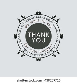 The logo with the words thank you for signs, badge, sticker. Decorative frame of vector elements