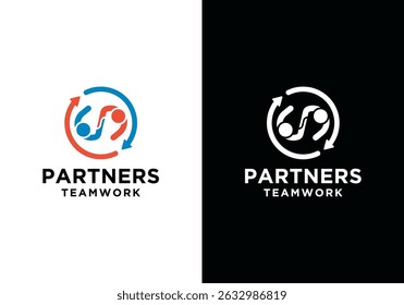 logotipo do parceiro de trabalho ou trabalho em equipe. logotipo vetorial do trabalho em equipe com símbolo de duas pessoas de mãos dadas	