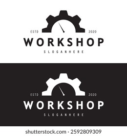 Logo for workshop, badge, industrial,service or repair and mechanic, automotive.