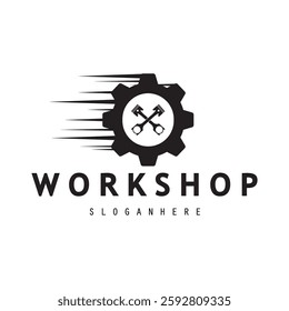 Logo for workshop, badge, industrial,service or repair and mechanic, automotive.