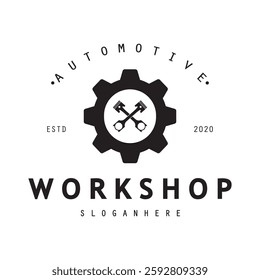 Logo for workshop, badge, industrial,service or repair and mechanic, automotive.