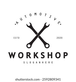 Logo for workshop, badge, industrial,service or repair and mechanic, automotive.