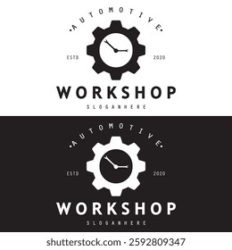 Logo for workshop, badge, industrial,service or repair and mechanic, automotive.