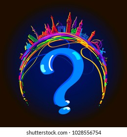 the logo of the world buildings assorted colors.
