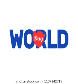 Logo of the world day of hearts, vector illustration, flat silhouette, red, blue