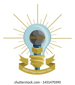 Logo for world press freedom day with ribbion , 3 may