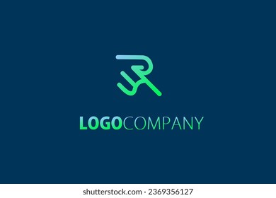 Monograma de forma de la carta WR con logotipo para la empresa