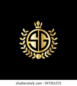 logo of the wreath circle shape logo use crown with the initials letters SG isolated