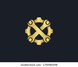 a logo of the wrench and gear