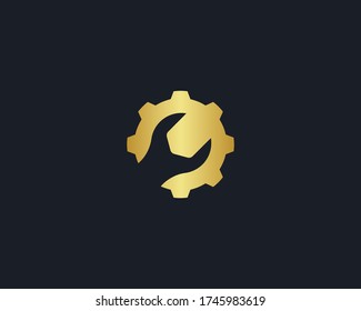 a logo of the wrench and gear