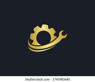 a logo of the wrench and gear