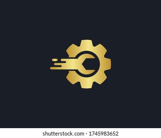 a logo of the wrench and gear