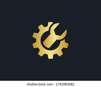 a logo of the wrench and gear