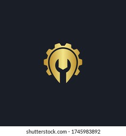 a logo of the wrench and gear