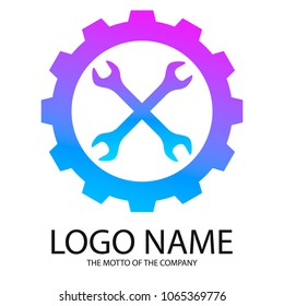 Logo wrench. Logo repair, gradient