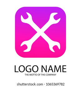 Logo wrench. Logo repair, gradient