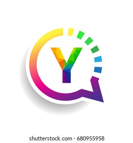 logo Y letter colorful on circle chat icon. Vector design for your application or company identity.