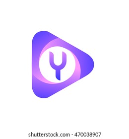 Logo Y letter in the triangle shape, font icon, Vector design template elements for your application or company identity.