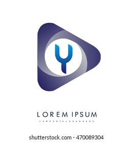 Logo Y letter in the triangle shape, font icon, Vector design template elements for your application or company identity.