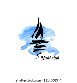 Logo for the yacht club. Illustration of a brush and watercolor.
