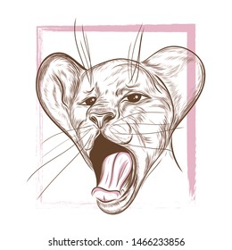 logo yawning lion, little lion.