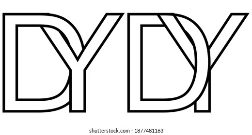 Logo yd and dy icon sign two interlaced letters Y D, vector logo yd dy first capital letters pattern alphabet y d
