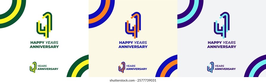 Logo Years Modern Line Colorful 41th, 41th Happy Anniversary with Colorful Line Stack, Minimalist and Modern.