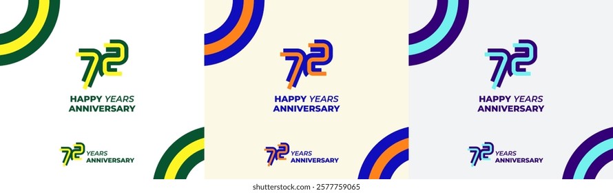 Logo Years Modern Line Colorful 72th, 72th Happy Anniversary with Colorful Line Stack, Minimalist and Modern.