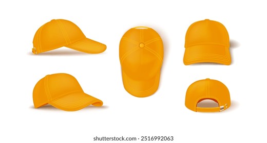 Logo yellow baseball cap perspectives realistic vector items