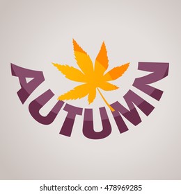 Logo yellow leaf, and the inscription, vector illustration for stickers