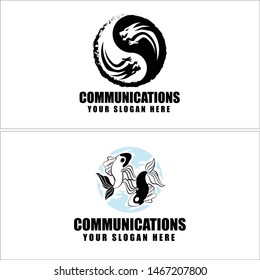Logo yin yang dragon and fish illustration vector suitable for symbol company communications
